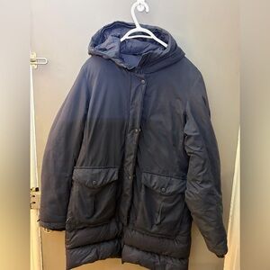 The North Face Navy Hooded Winter Coat parka down fill